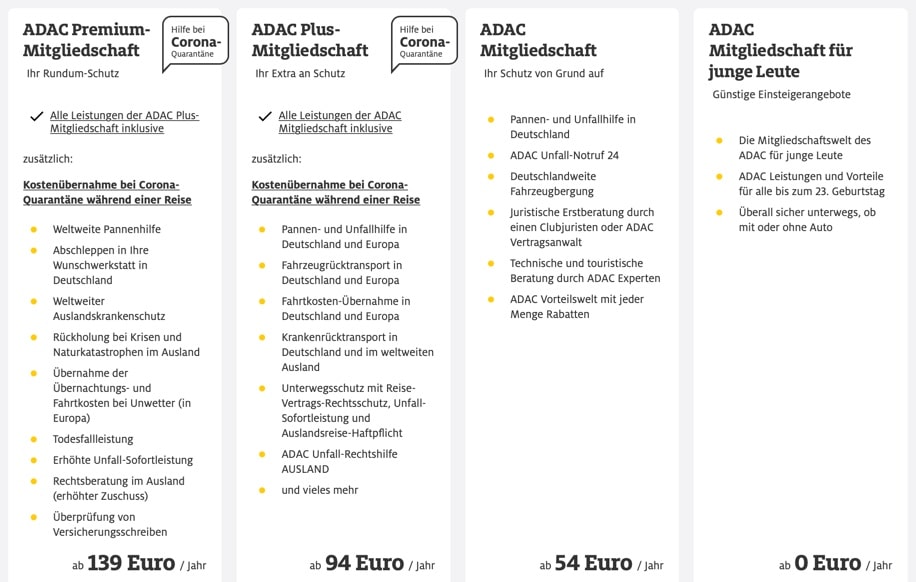 ADAC Mitgliedschaft Und ADAC Tarife Im Vergleich